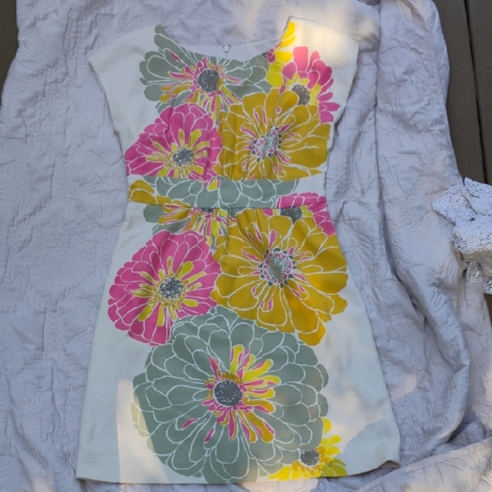 Floral Print Dress in Pink, Yellow, and Green